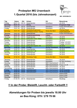 Probeplan MG Ursenbach 1. Quartal 2016 (bis Jahreskonzert) !! In