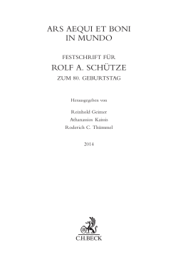 Festschrift Rolf A. Schütze, 2014, S. 457 ff.