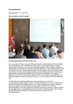 Pressemitteilung Kaiserslautern, 17. Juni 2015