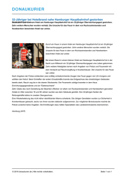 Ein Toter und zehn Verletzte bei Brand in Hamburger Hotel