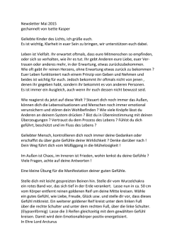 Newsletter Mai 2015 gechannelt von Isette Kasper Geliebte Kinder