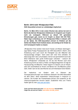 Berlin: 2016 mehr Windpocken-Fälle - DAK