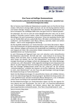 Eine Tasse oll duftiger 1ommer7iesen TeeGschwendner pr&auml;sentiert