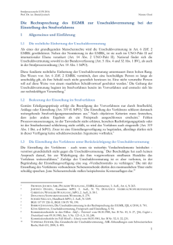 Die Rechtsprechung des EGMR zur Unschuldsvermutung bei der