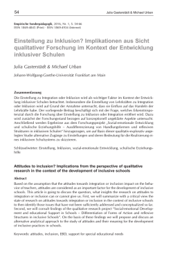 Einstellung zu Inklusion? Implikationen aus Sicht qualitativer