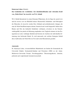 Katarzyna Lukas (Gdańsk) Das Gedächtnis der Architektur. Zur