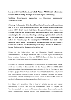 Landgericht,Frankfurt,aM,verurteilt,Adaxio,AMC,GmbH
