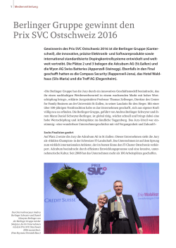 Berlinger Gruppe gewinnt den Prix SVC Ostschweiz