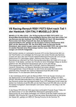 V8 Racing-Renault RS01 FGT3 führt nach Teil 1 der