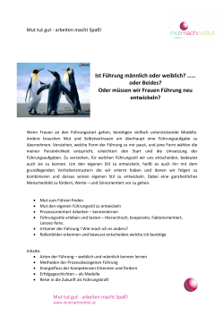 Ist Führung männlich oder weiblich? …… oder Beides? Oder