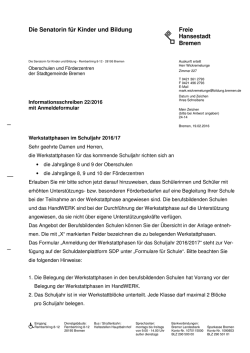 Informationsschreiben Nr. 22/2016