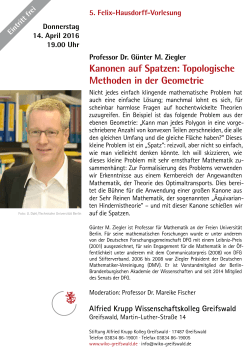 Professor Dr. Günter M. Ziegler Kanonen auf Spatzen: Topologische