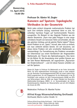 Professor Dr. G&uuml;nter M. Ziegler Kanonen auf Spatzen: Topologische