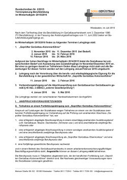 Rundschreiben Nr. 2/2015 Terminplanung Berufsbildung im