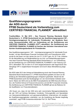 Qualifizierungsprogramm der ADG durch FPSB Deutschland als