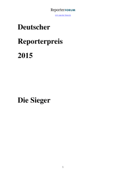 Deutscher Reporterpreis 2015 Die Sieger - Reporter