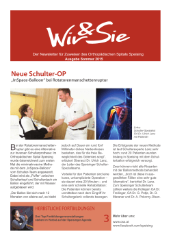 Neue Schulter-OP - Orthopädisches Spital Speising