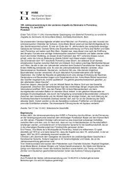 Protokoll - HVBE Historischer Verein des Kantons Bern