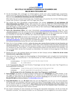 Infos zur Stundenplanerstellung