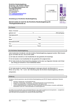 Hiermit melde ich mich f&uuml;r die Kirchliche Studienbegleitung f&uuml;r