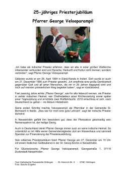 25-j&auml;hriges Priesterjubil&auml;um Pfarrer George Velooparampil