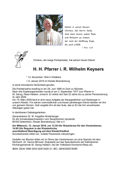 HH Pfarrer i. R. Wilhelm Keysers