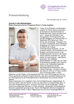neue Pfarrer in Traisa - Evangelisches Dekanat Darmstadt-Land