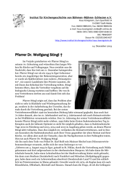Pfarrer Dr. Wolfgang Stingl