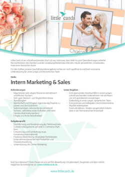 Intern Marketing & Sales, Little Cards, Hannover