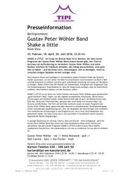 Presseinformation Gustav Peter Wöhler Band Shake a little