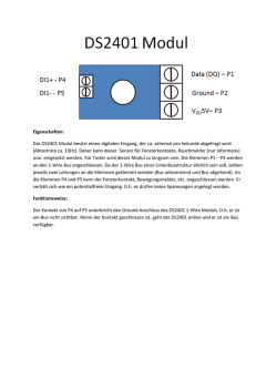 Eigenschaften: Das DS2401 Modul besitzt einen digitalen Eingang