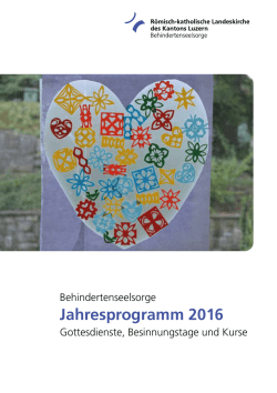 Jahresprogramm 2016 der Behindertenseelsorge