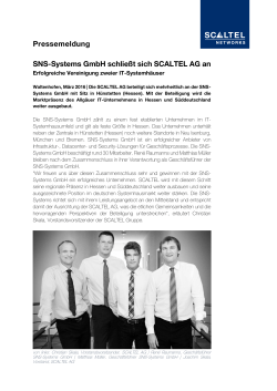 Pressemeldung SNS-Systems GmbH schließt sich SCALTEL AG an