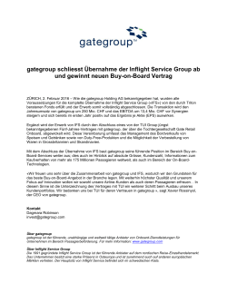 gategroup schliesst Übernahme der Inflight Service Group ab und