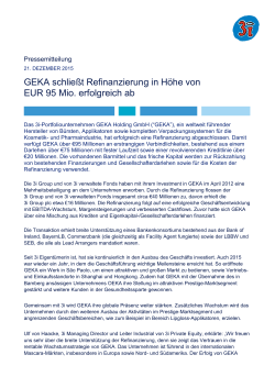 GEKA schließt Refinanzierung in Höhe von EUR 95 Mio. erfolgreich