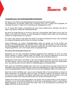 Eingew&ouml;hnung in der Kindertagesst&auml;tte Stockelsdorf