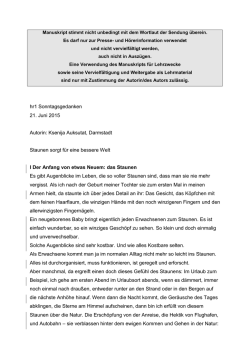 hr1 Sonntagsgedanken 21. Juni 2015 Autorin: Ksenija Auksutat