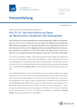 Prof. Dr. Dr. Uwe Koch-Gromus als Dekan der Medizinischen