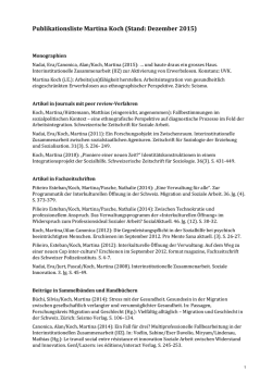 Publikationsliste Martina Koch (Stand: Dezember 2015)