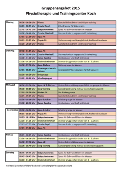Gruppenangebot 2015 Physiotherapie und Trainingscenter Koch