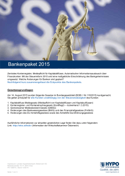 Bankenpaket 2015 - HYPO Steiermark