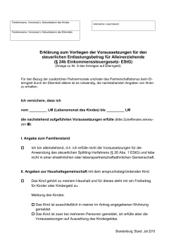 Zusatzbogen für Alleinerziehende - Landkreis Potsdam