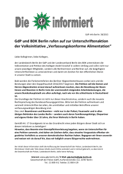 GdP und BDK Berlin rufen auf zur Unterschriftenaktion der