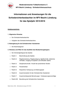 Informationen und Anweisungen f&uuml;r die Schiedsrichterbeobachter