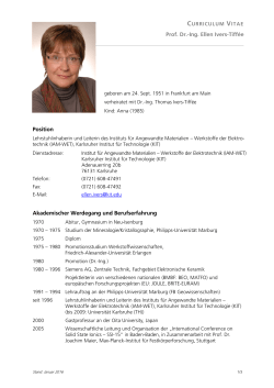 Prof. Dr.-Ing. Ellen Ivers-Tiffée Position Akademischer Werdegang
