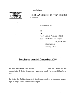 OLG Karlsruhe Beschluss v. 14.12.2015