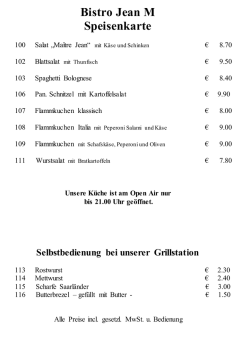 Bistro Jean M Speisenkarte