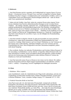 I. Stichworte 1. Jean Pauls Romane sind als &rsaquo;aemulatio&lsaquo; der