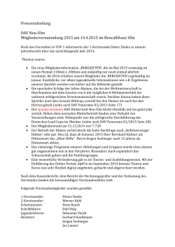 Pressemitteilung DAV Neu-Ulm Mitgliederversammlung 2015 am