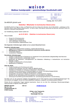 Stellenbeschreibung Elektriker / Mitarbeiter im technischen Dienst